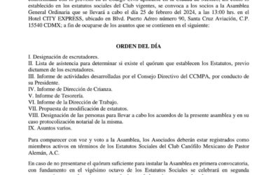 CONVOCATORIA GENERAL ORDINARIA CCMPA 2024